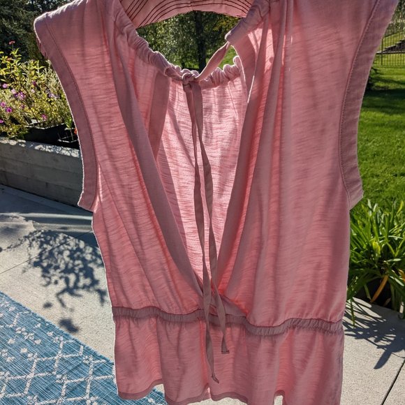 Exposed back top pink peplum waist Banana Republic factory Malibu modal … - Picture 4 of 5